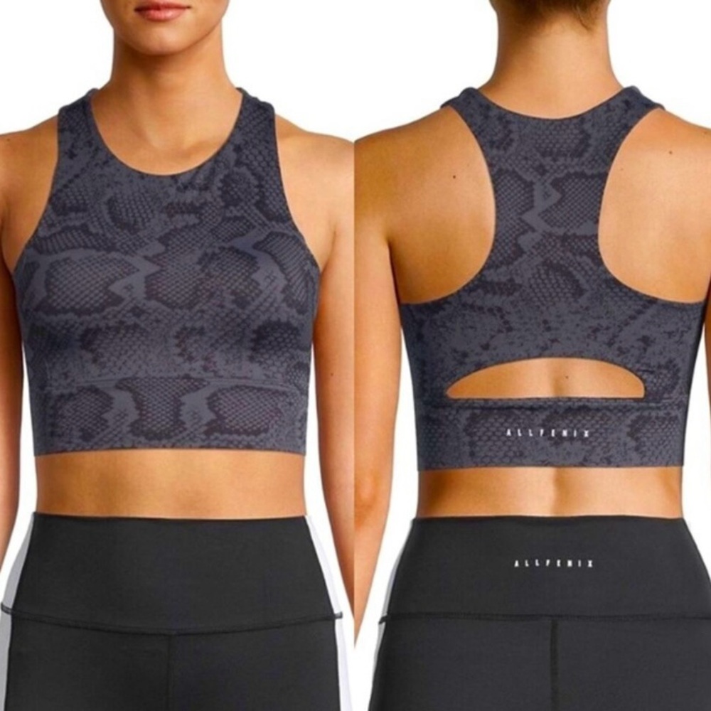 Allfenix Snakeskin Python Blue Black Long Sportsbra Bra Pads Medium Activewear
